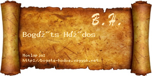 Bogáts Hódos névjegykártya